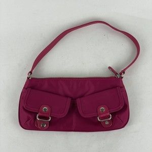 BANANA REPUBLIC FUCHSIA SATIN Pink Fabric Mini POUCH BAG